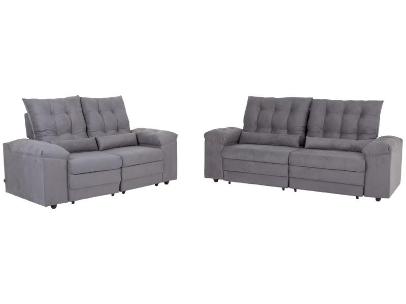Sofá 2 e 3 Lugares Retrátil Reclinável Suede Phormatta Colômbia SMP