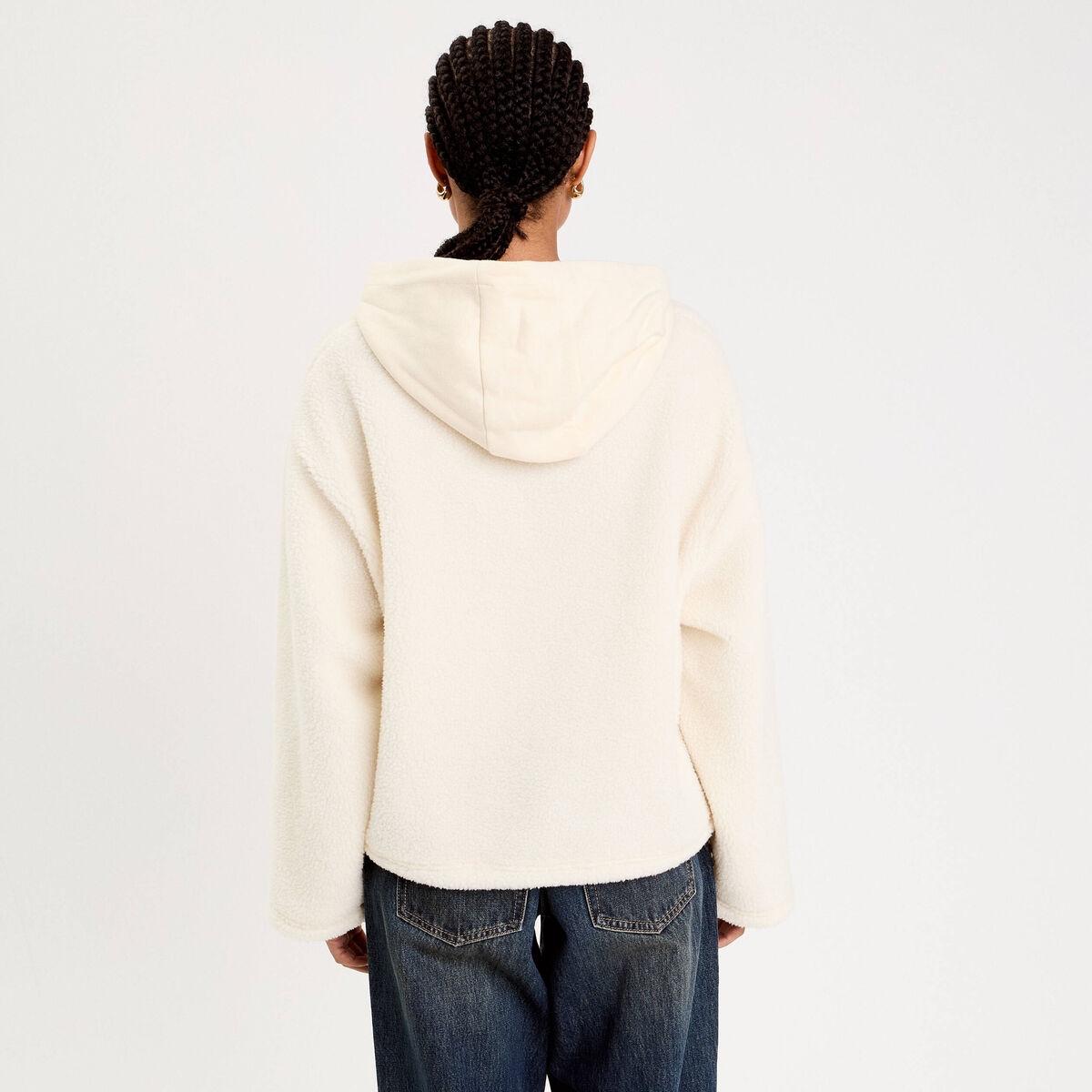 Sweat effet polaire ecru femme