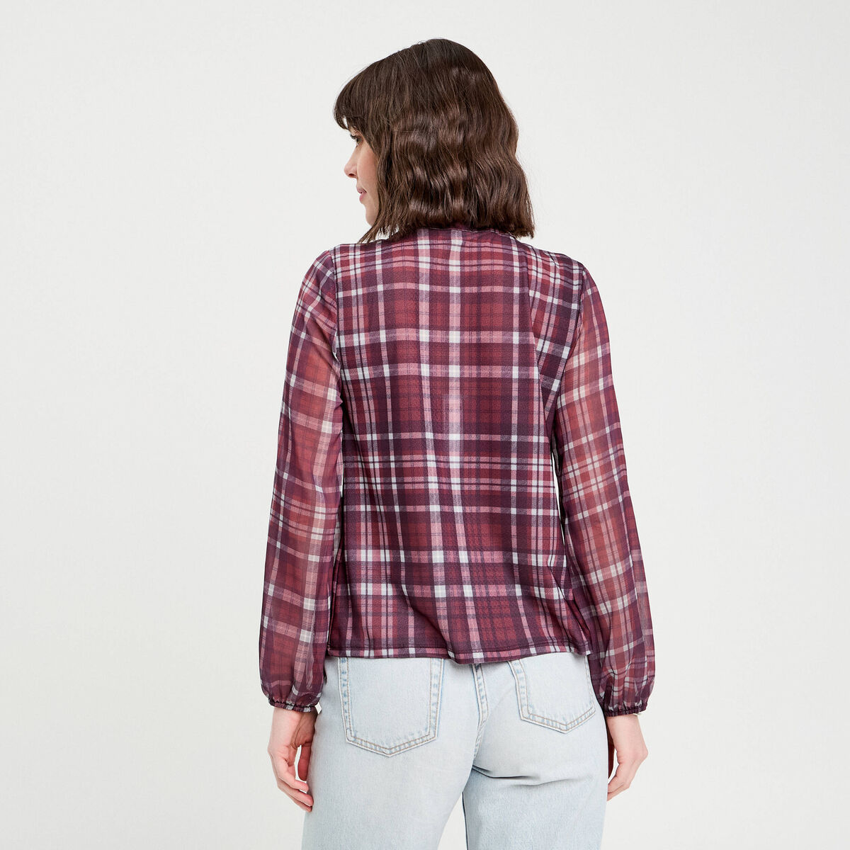 Chemise manches longues prune femme