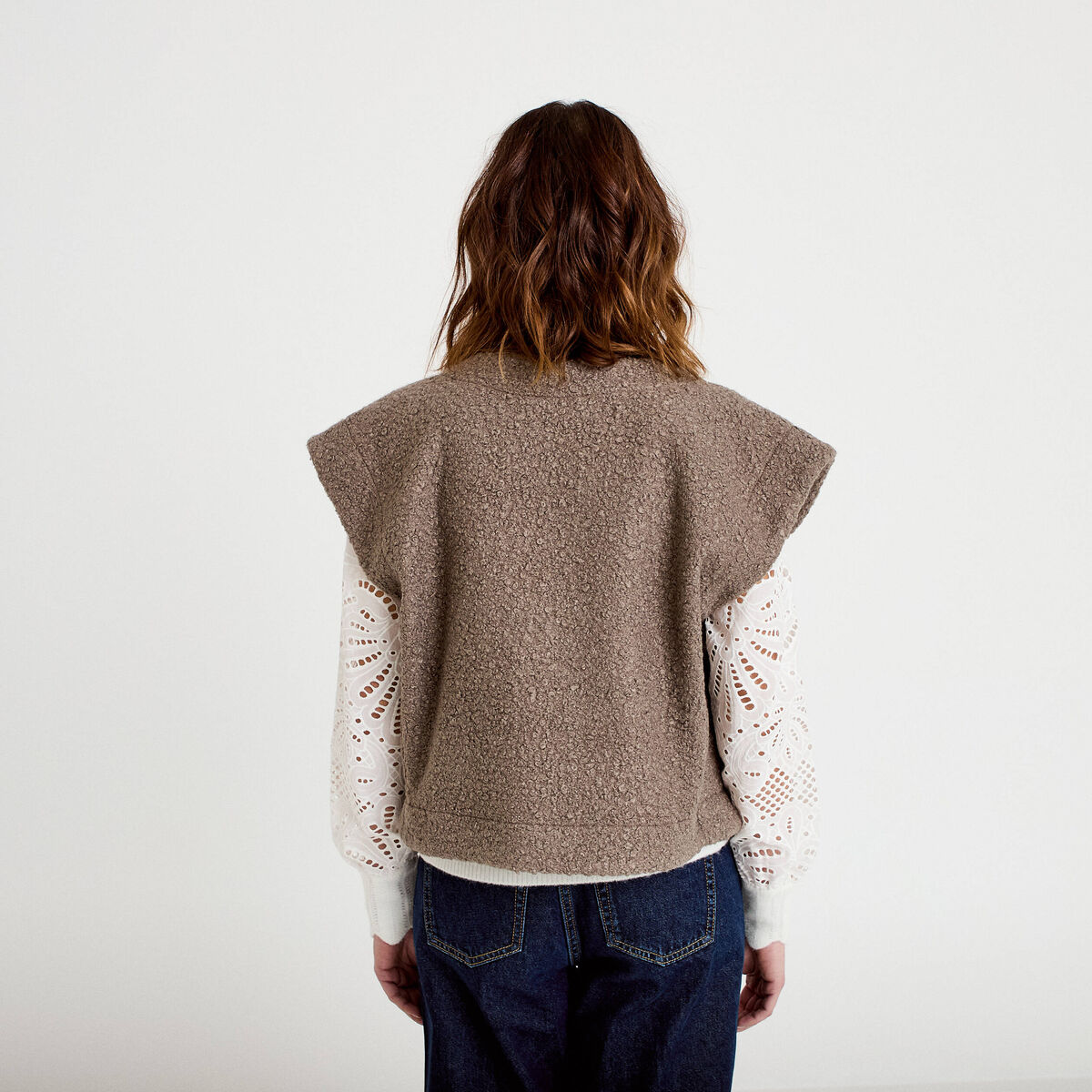 Gilet sans manches effet polaire sable femme