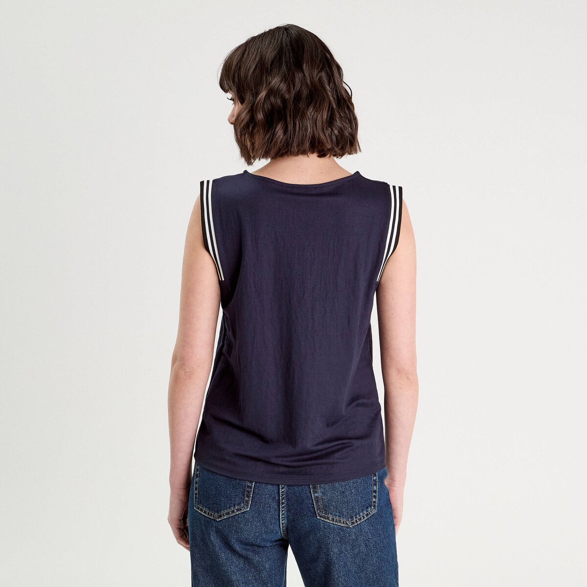 Débardeur sans manches bleu marine femme