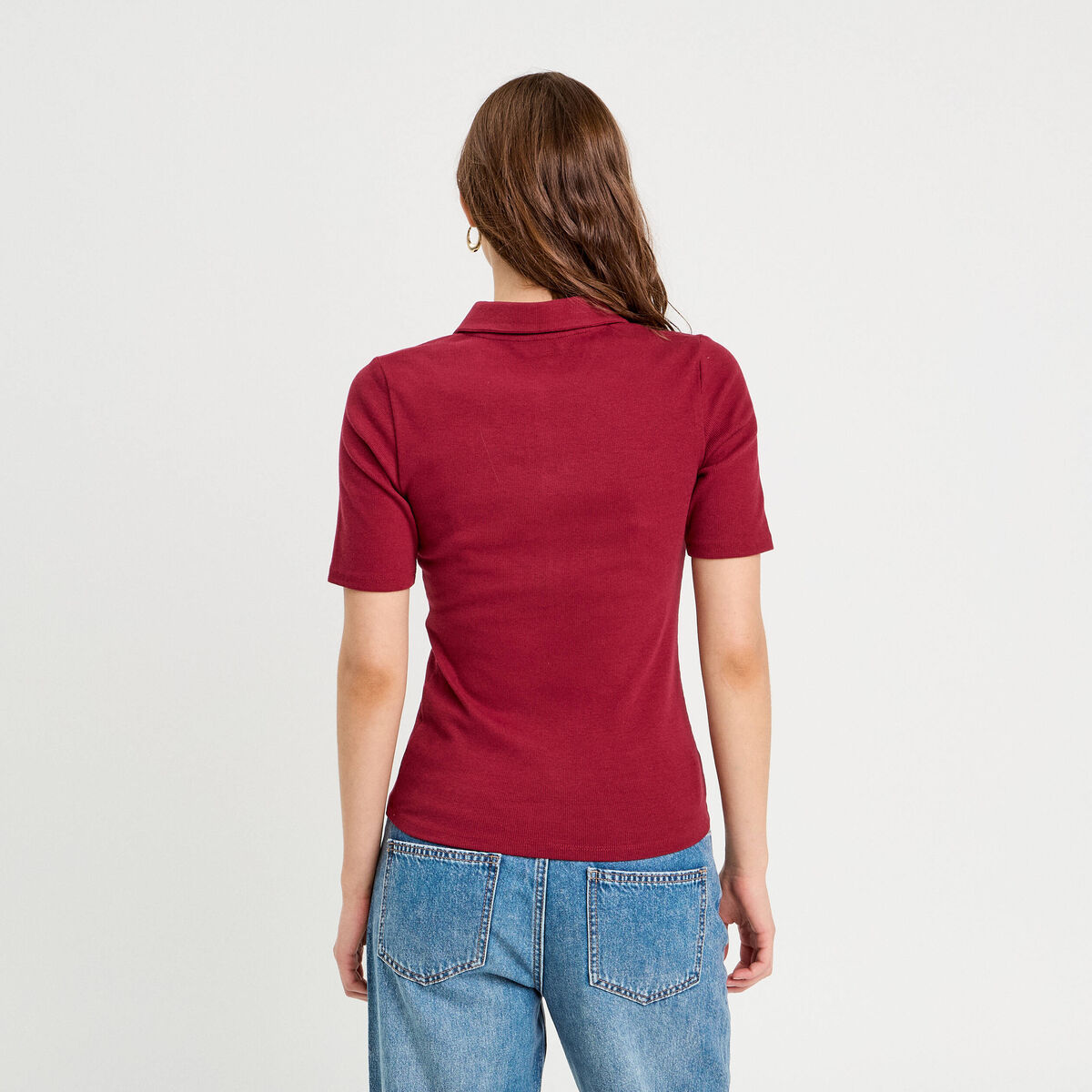 Polo manches courtes rouge foncé femme