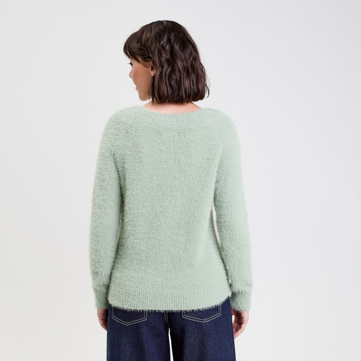 Pull manches longues vert pastel femme