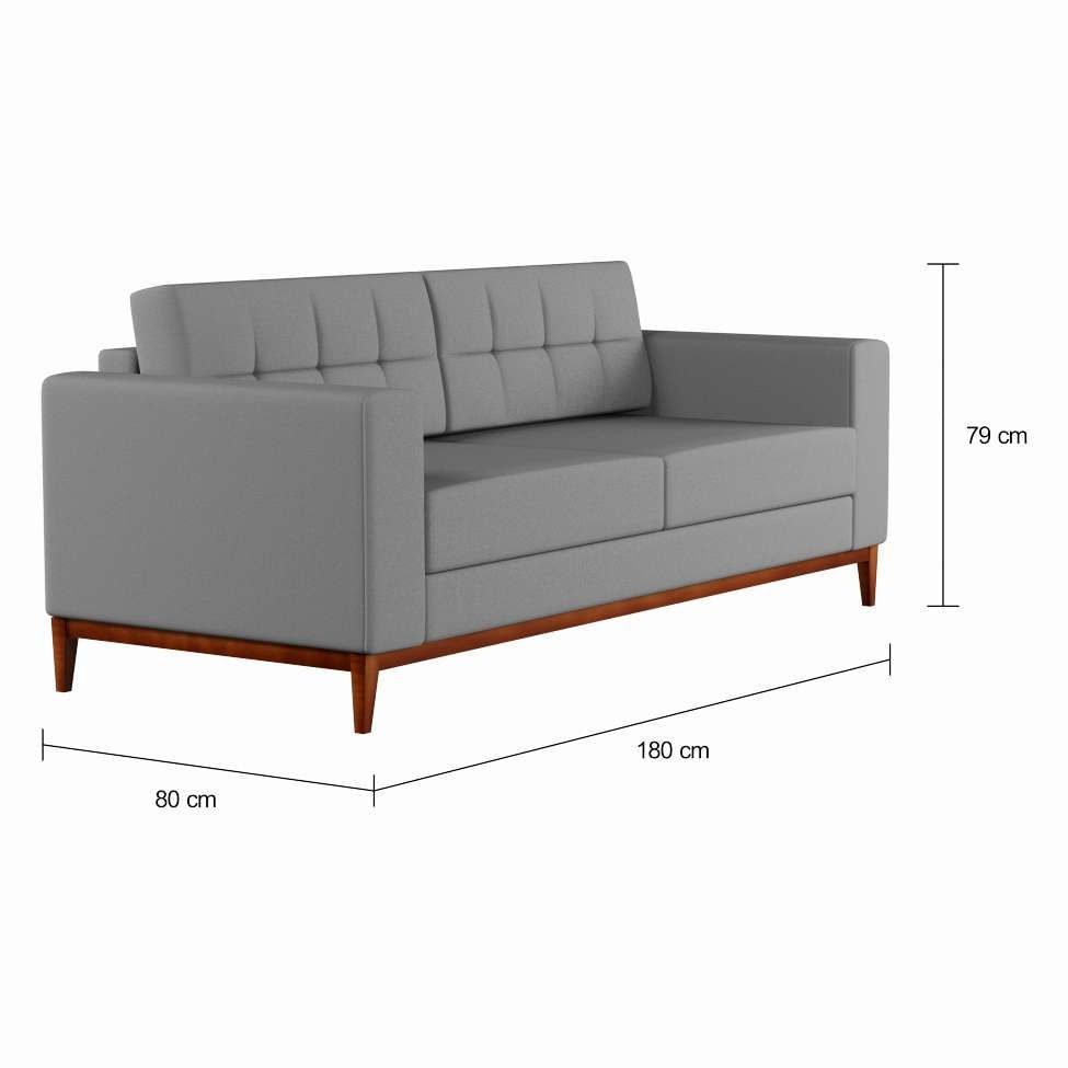 Sofá 3 Lugares Alive Pés e Base em Madeira Linho Cotton Cinza 180 cm em Promoção | Ofertas na Americanas