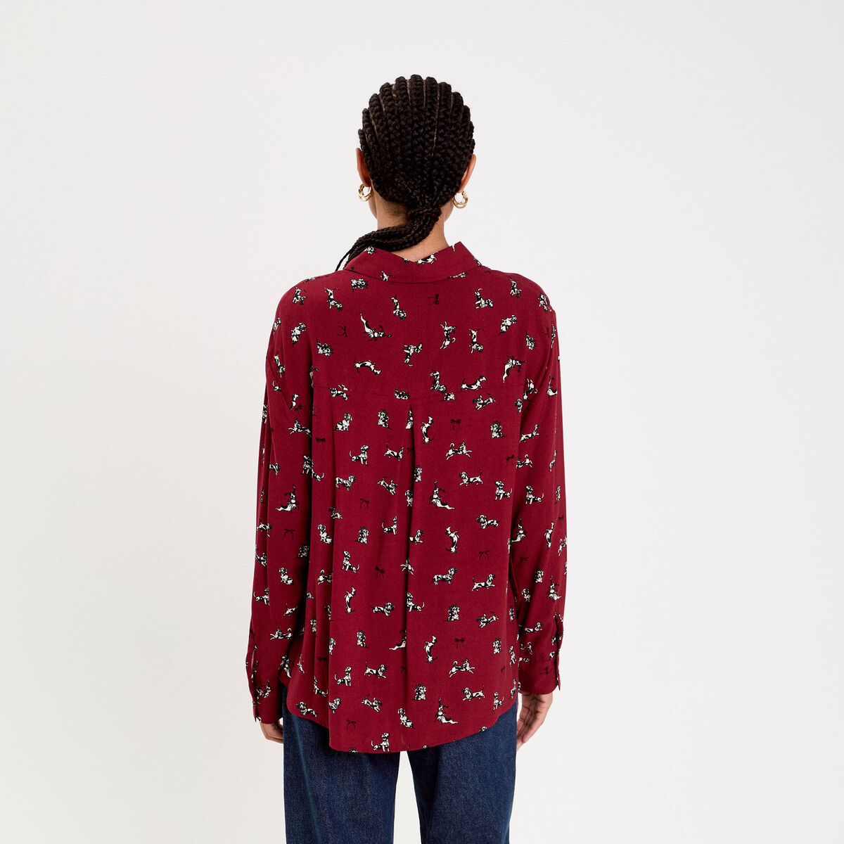 Chemise droite longue bordeaux femme