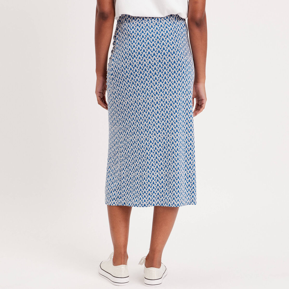 Jupe longue droite fronces bleu marine femme