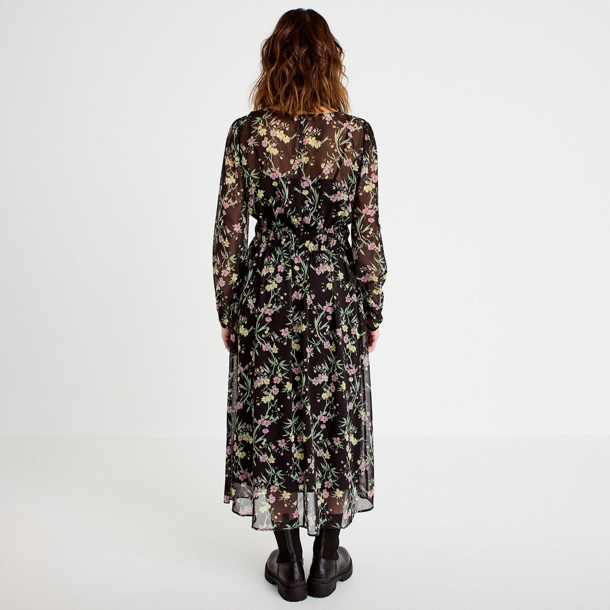 Robe évasée noir femme