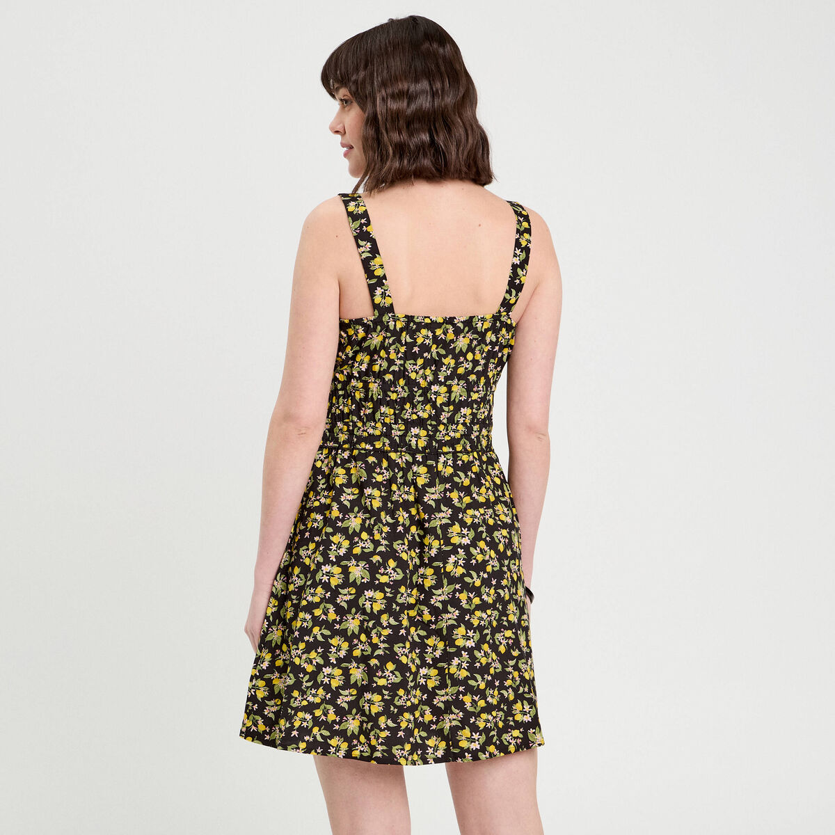 Robe évasée bretelles fines noir femme