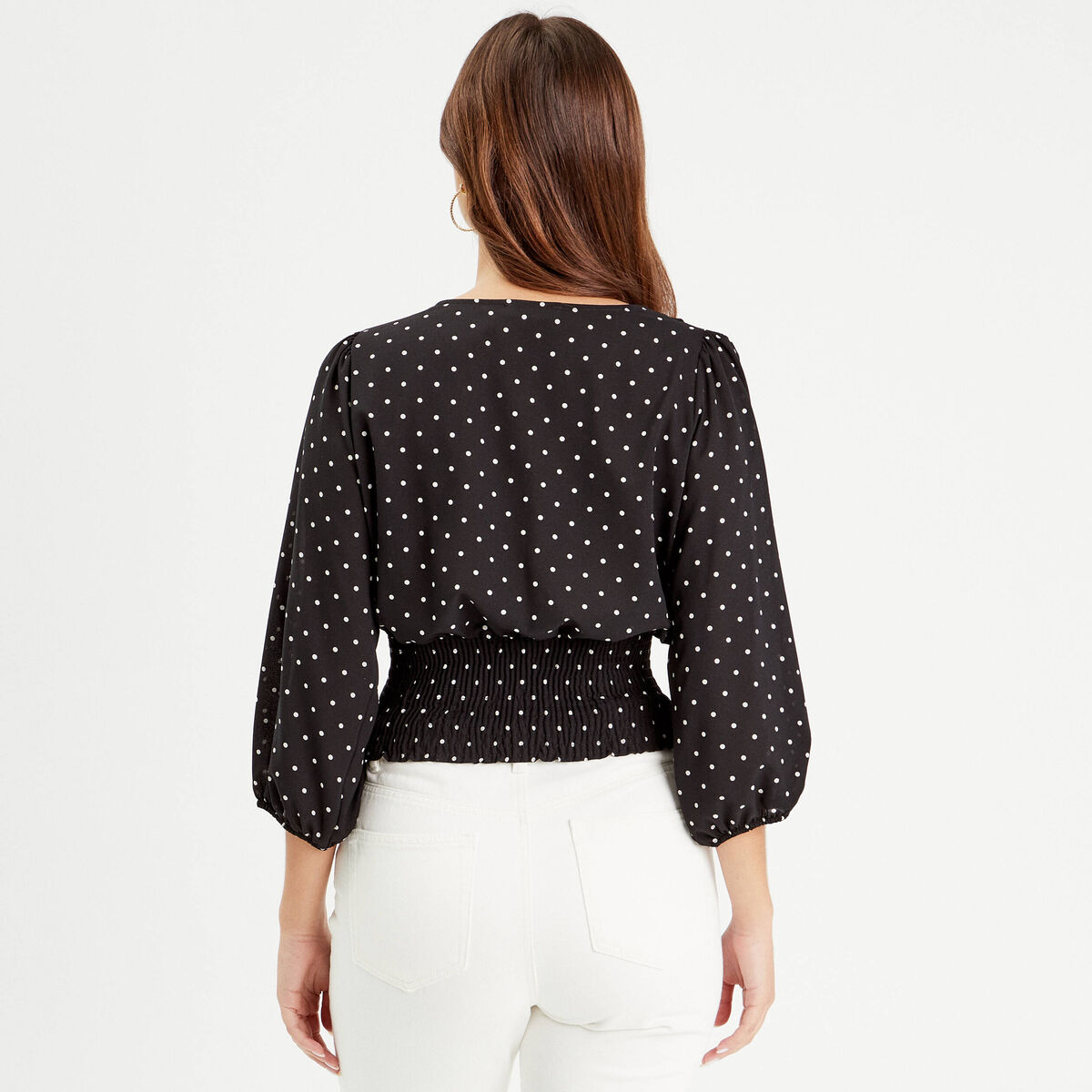 Blouse manches 3/4 noir femme