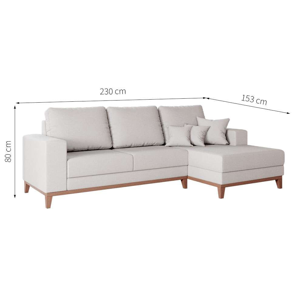 Sofá 3 Lugares Belgrado com Chaise Direito Linho Cru 230 cm em Promoção | Ofertas na Americanas