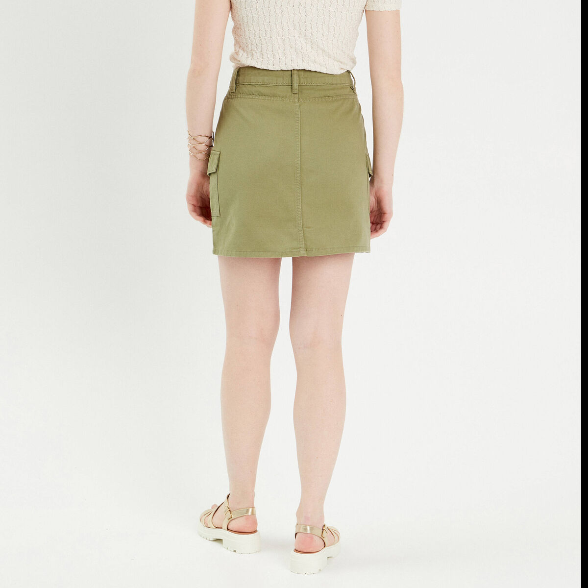 Jupe cargo en jean vert kaki femme