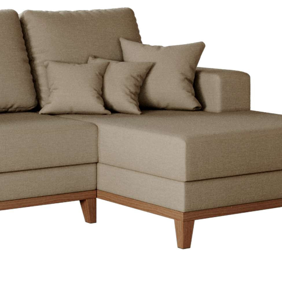Sofá 4 Lugares Belgrado com Chaise Direito Linho Bege 250 cm em Promoção | Ofertas na Americanas