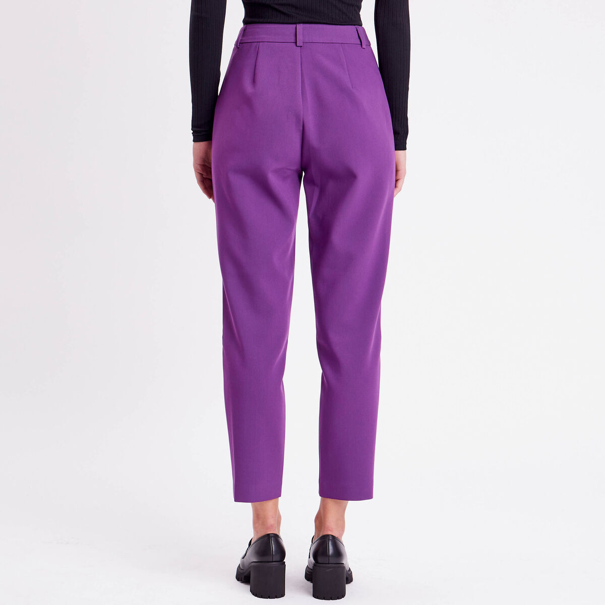 Pantalon city carotte violet foncé femme