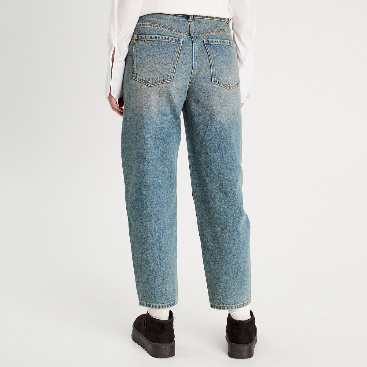 Jeans balloon denim double stone femme