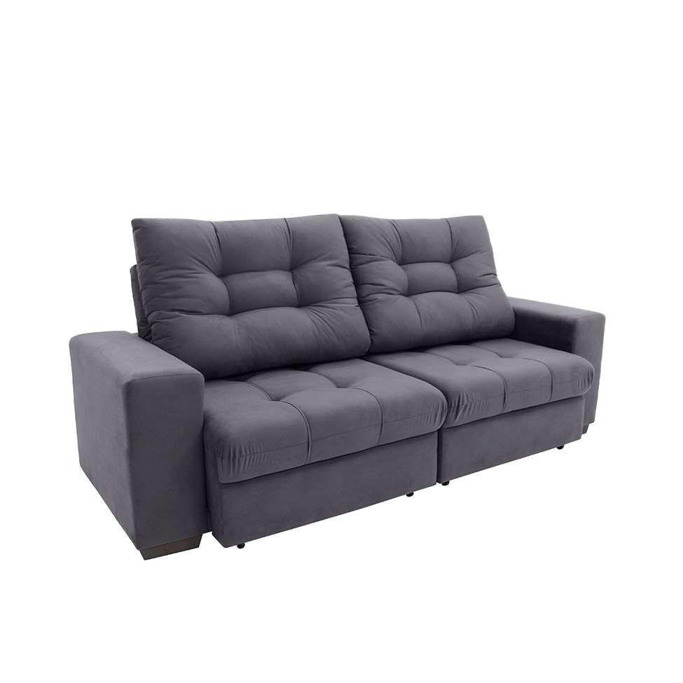 Sofá 3 Lugares Retrátil e Reclinável Biarritz Suede Grafite em Promoção | Ofertas na Americanas