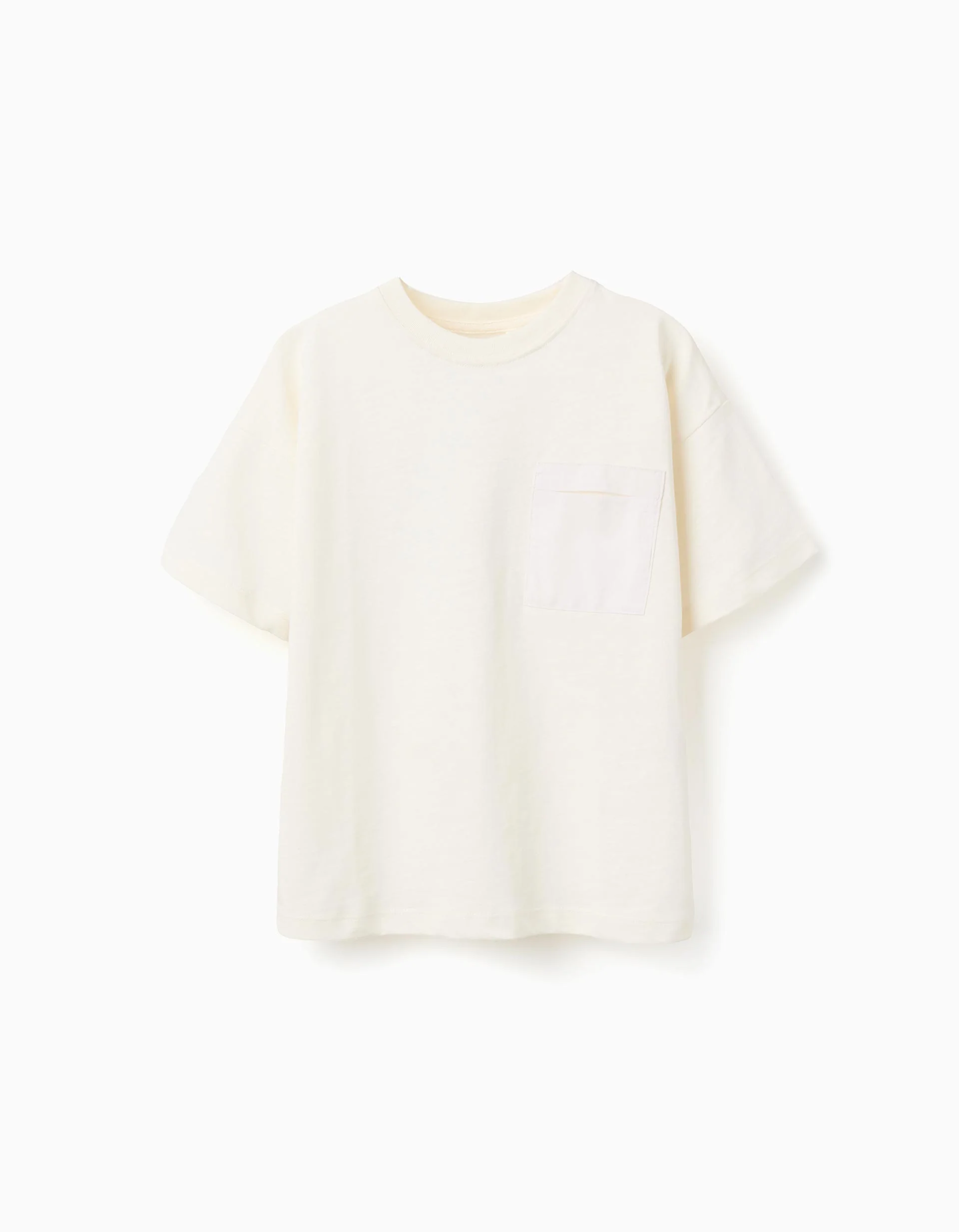 Cotton T-shirt with Normal is Boring print for boys, light beige