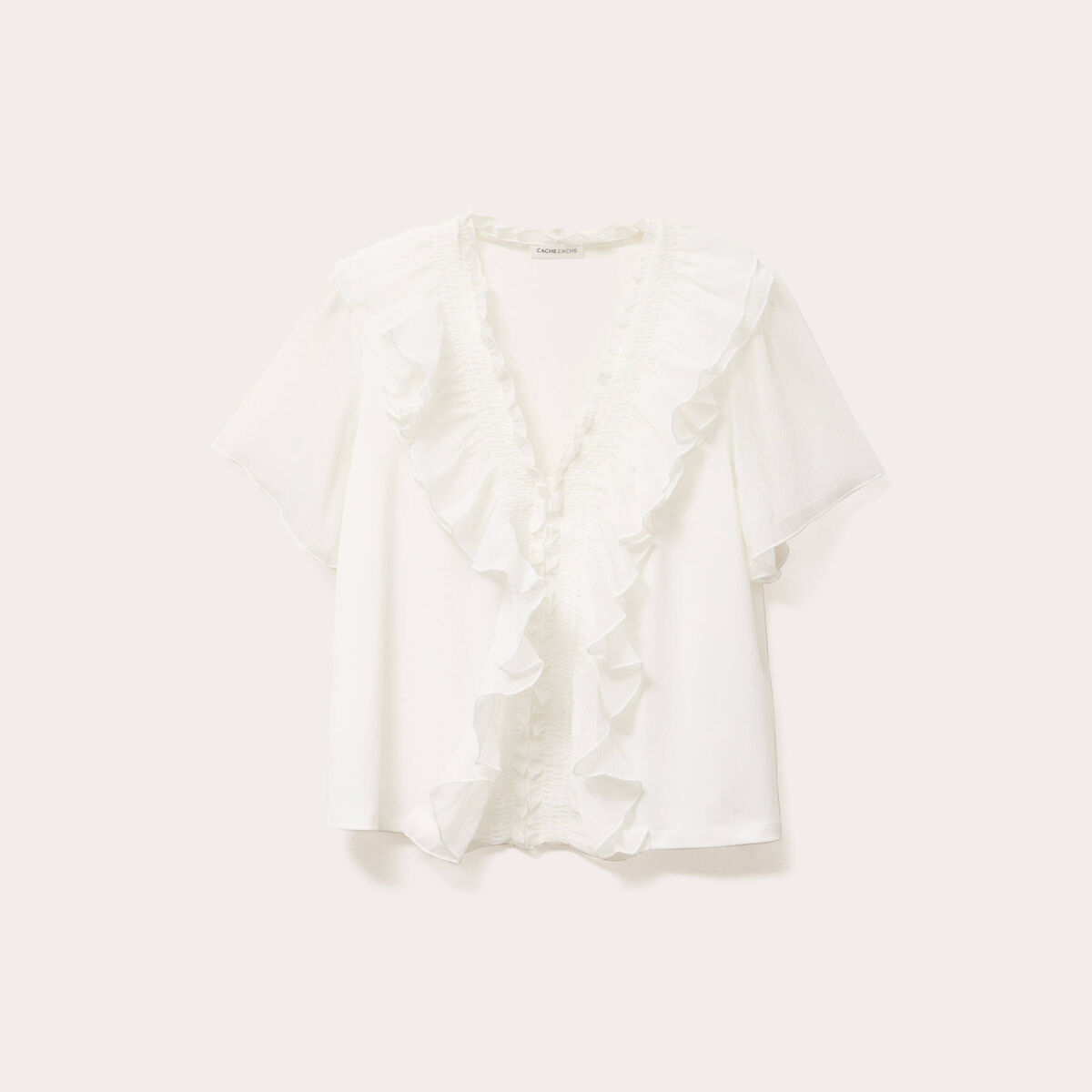 Blouse manches courtes ecru femme