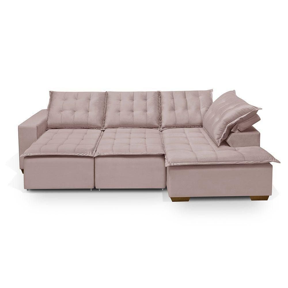 Sofá de Canto 5 Lugares 270cm Retrátil e Reclinável Rose