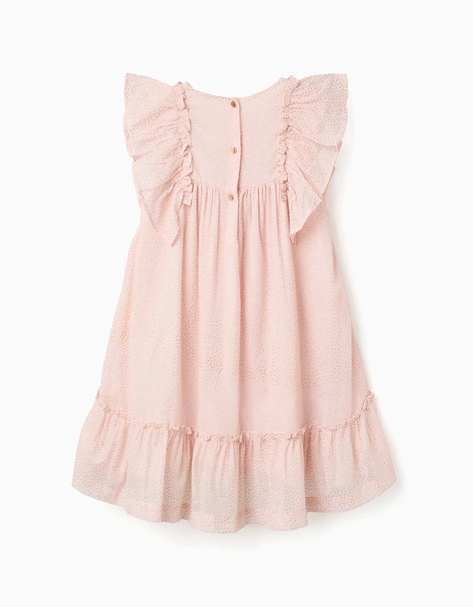 Crepe dress with ruffles and lurex for girls, light pink