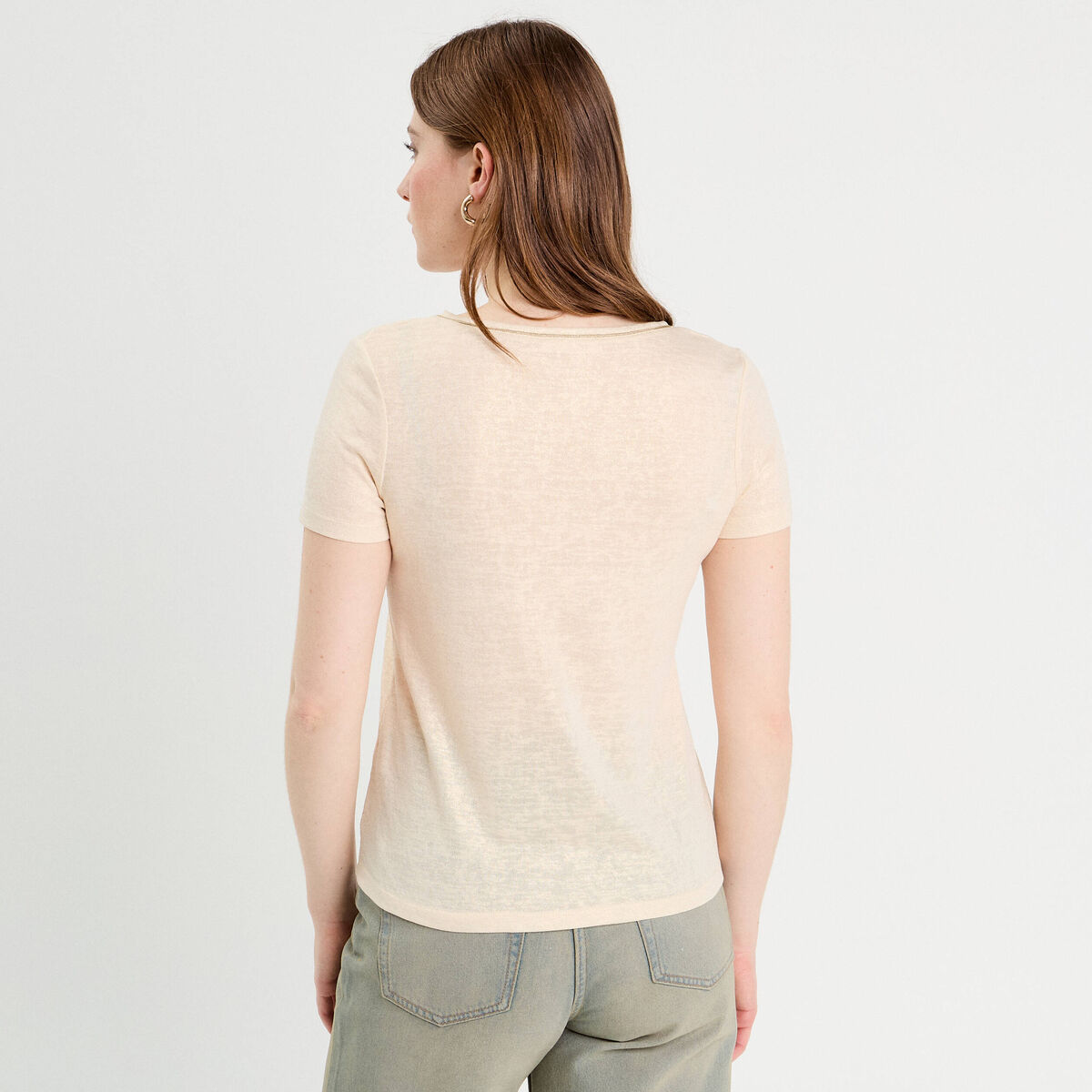 T-shirt manches courtes irisé couleur or femme