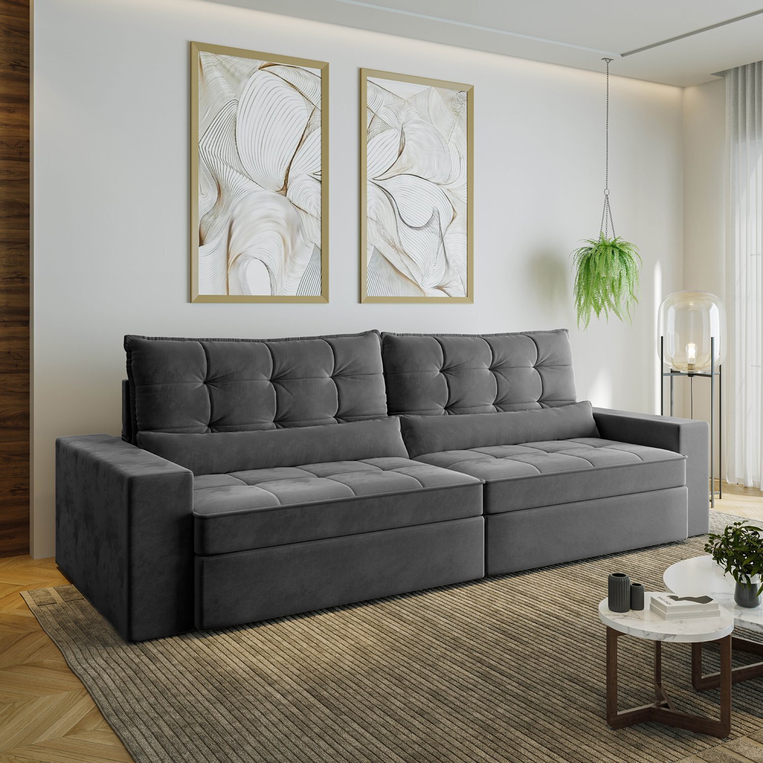 Sofá Retrátil e Reclinável 4 Lugares 300cm Embaúba Extra CabeCasa MadeiraOriginals