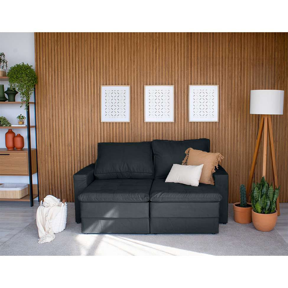 Sofá 3 Lugares Retrátil Berna Suede Grafite 180 cm em Promoção | Ofertas na Americanas