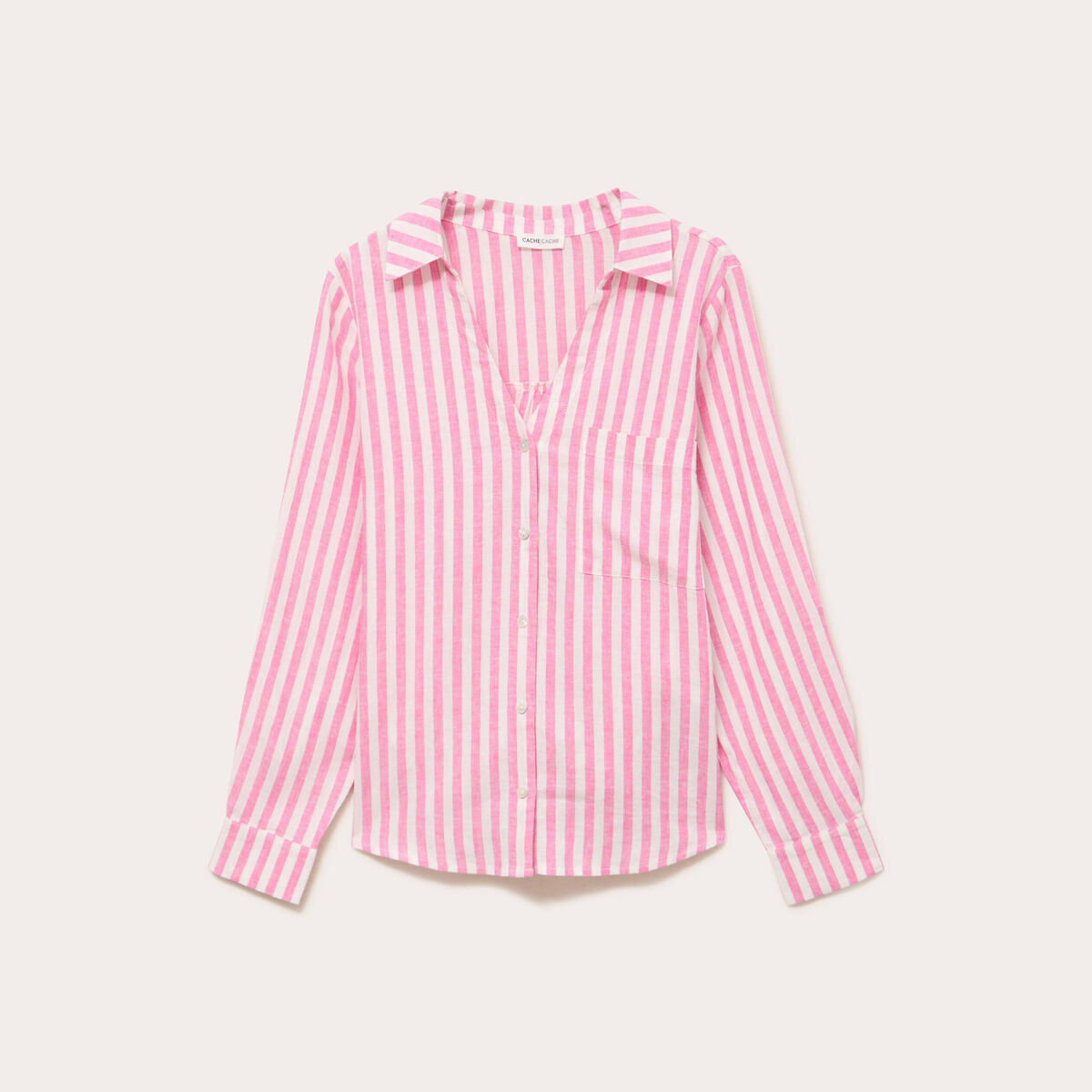 Chemise col classique manches longues rose femme
