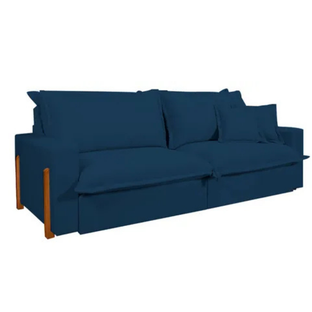 Sofá Retrátil e Reclinável Dubai, Tecido Linho, Molas Ensacadas, 2,10m.