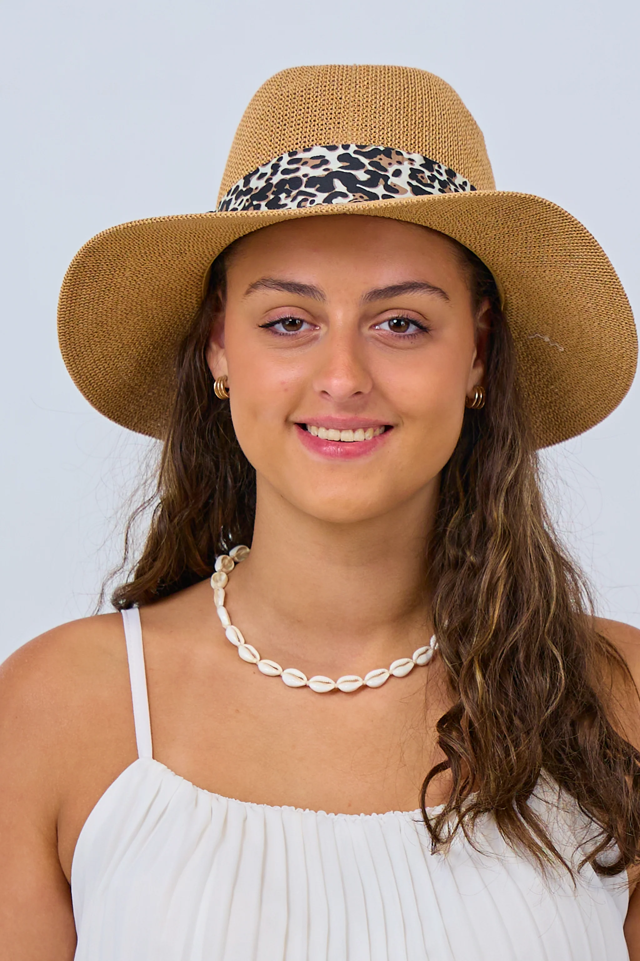 Hut mit Leo-Band, hellbraun-leo