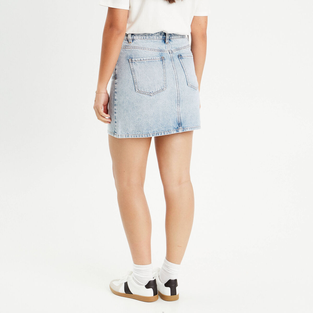 Jupe trapèze en jean denim double stone femme