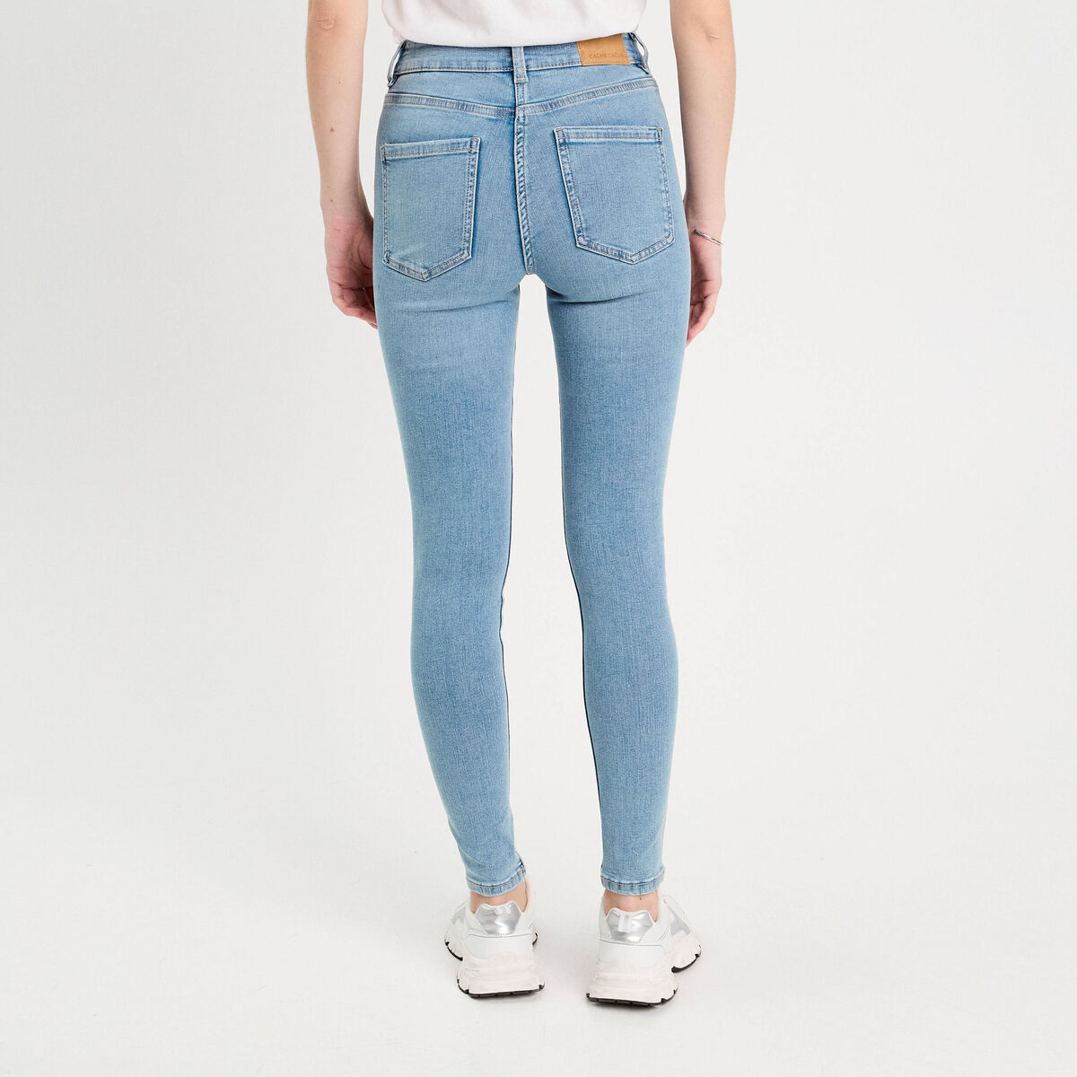 Jeans skinny taille haute denim bleach femme