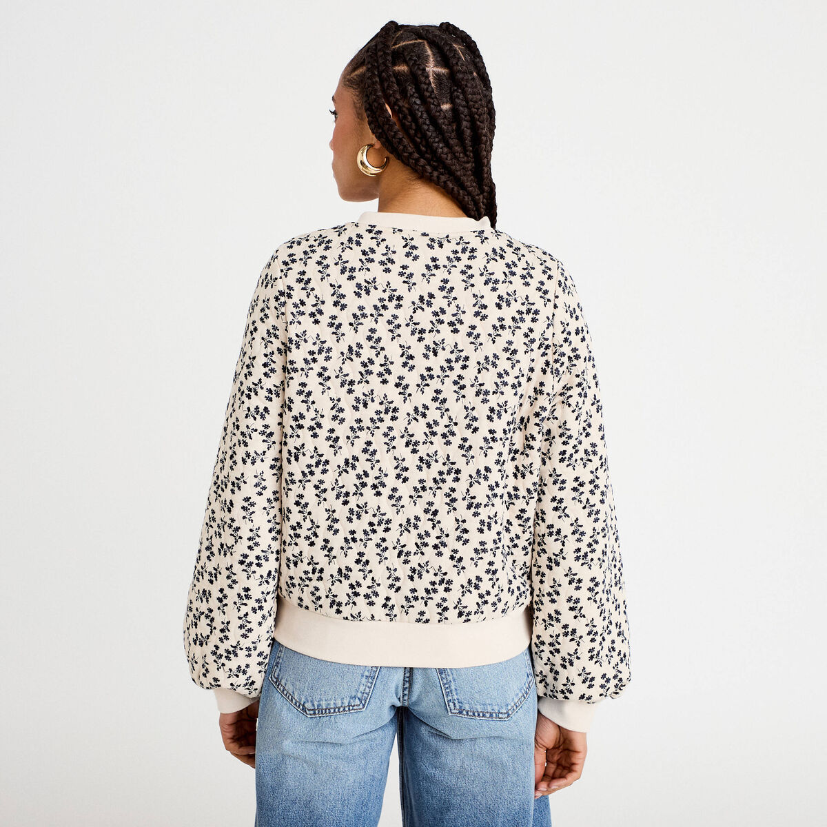 Bomber manches longues blanc femme