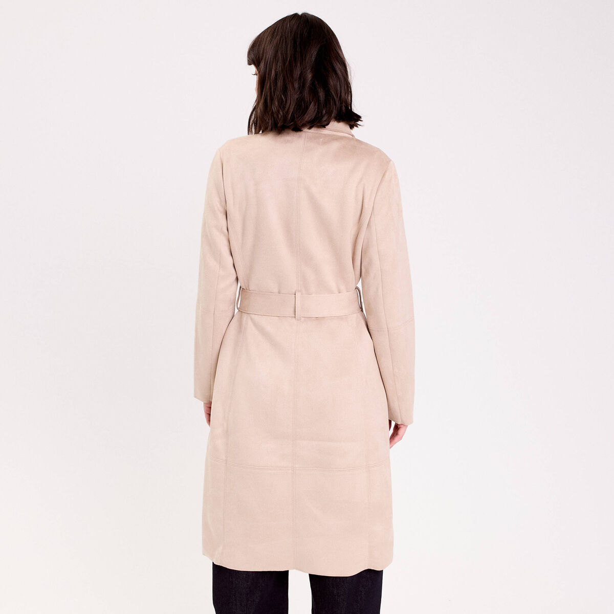 Trench suédine ceinturé beige femme
