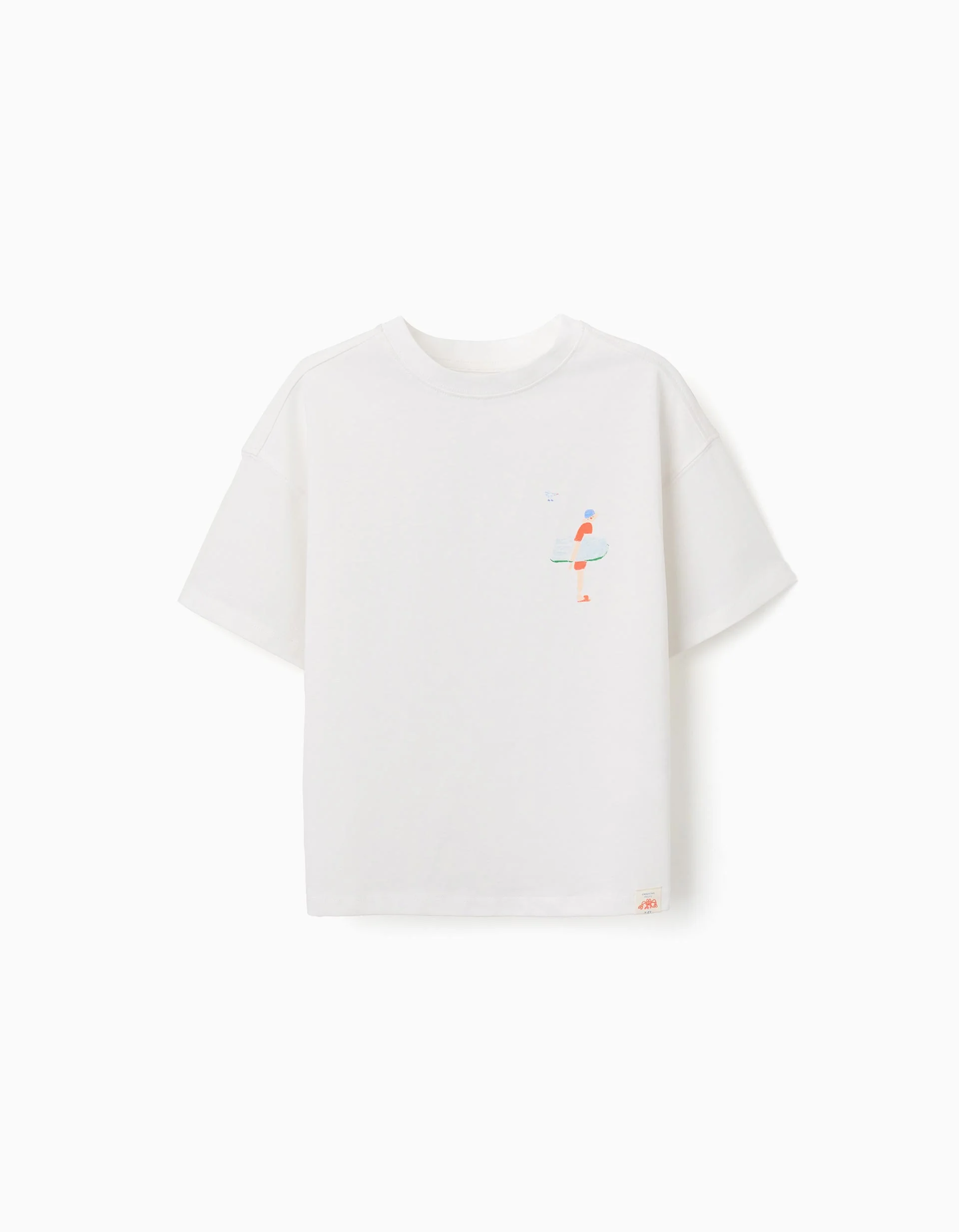 Cotton T-shirt with print Carolina Celas x Zippy for boys, white