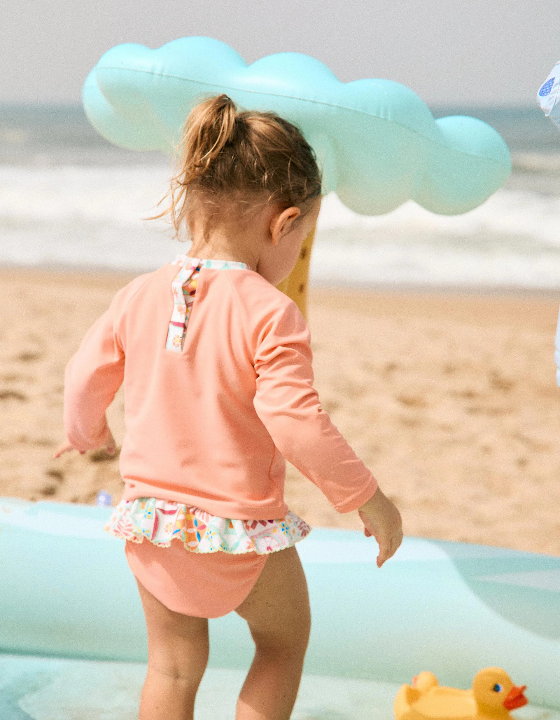 Swim set with UV 40+ protection and motif for babies and girls, coral