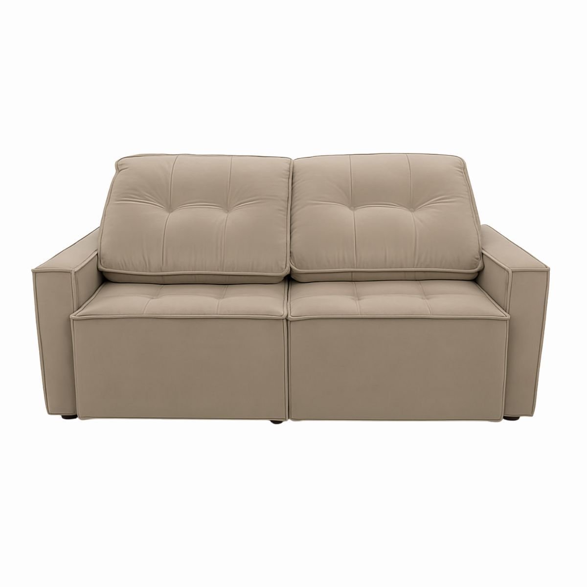 Sofá Retrátil Reclinável 2 Lugares Moderno e Confortável para Recepção e Sala Veludo Oslo:bege