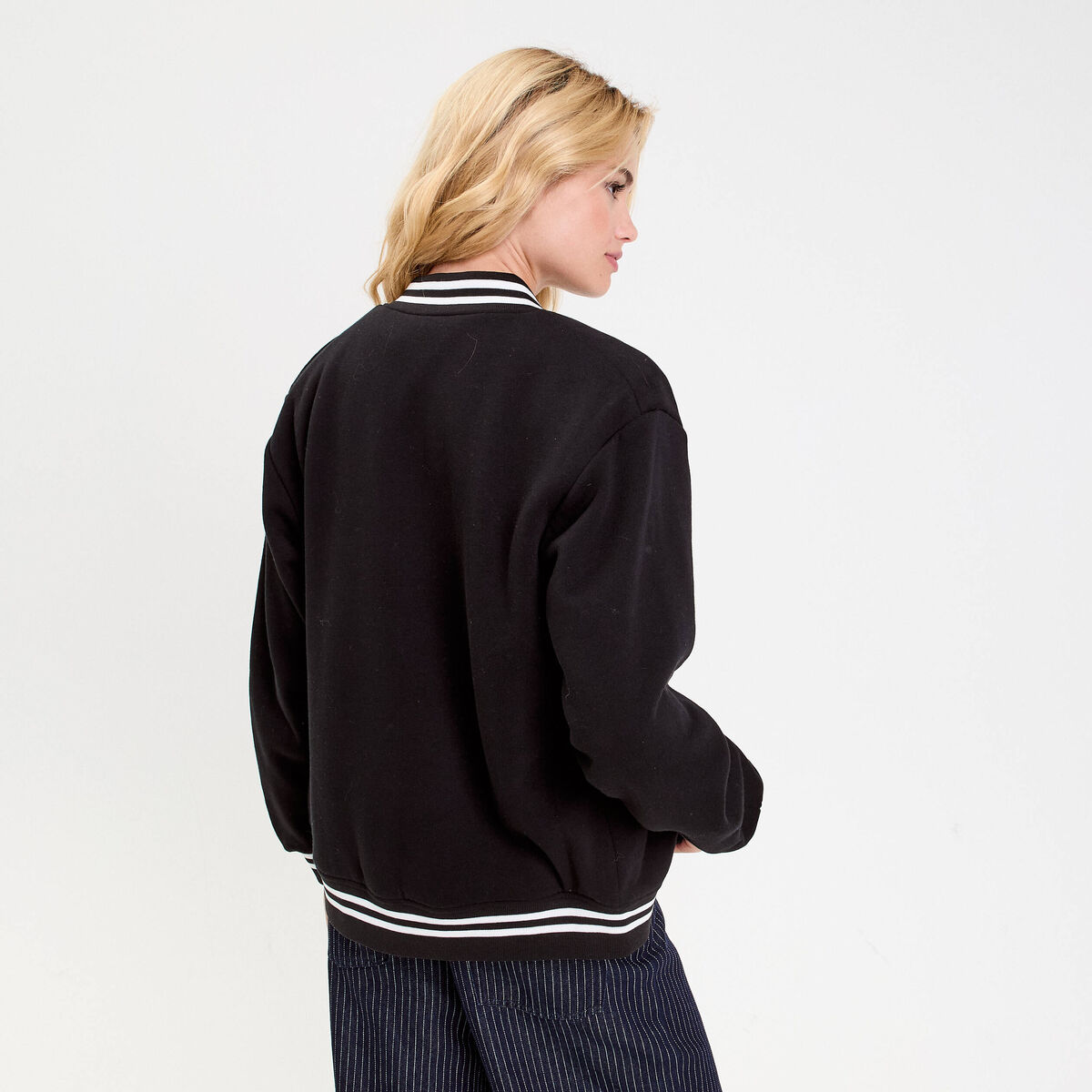 Veste oversize manches longues noir femme