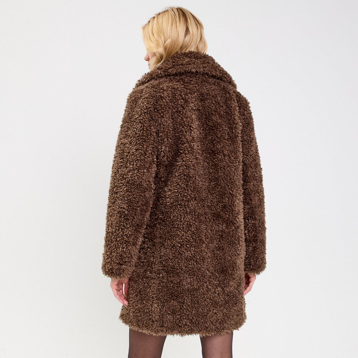 Manteau fausse fourrure marron femme