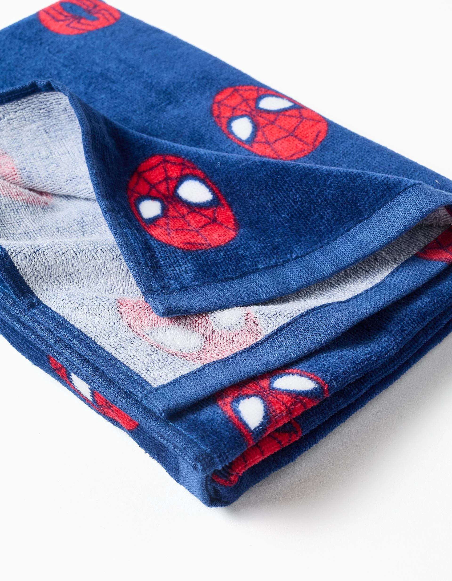 Cotton beach towel with Spider-Man motif for babies and boys, dark blue