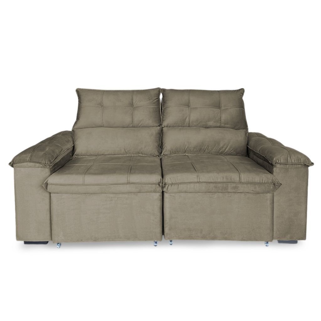 Sofá Retrátil e Reclinável 2 Lugares Verona 1,50m- Élpis Móveis - Veludo Capuccino