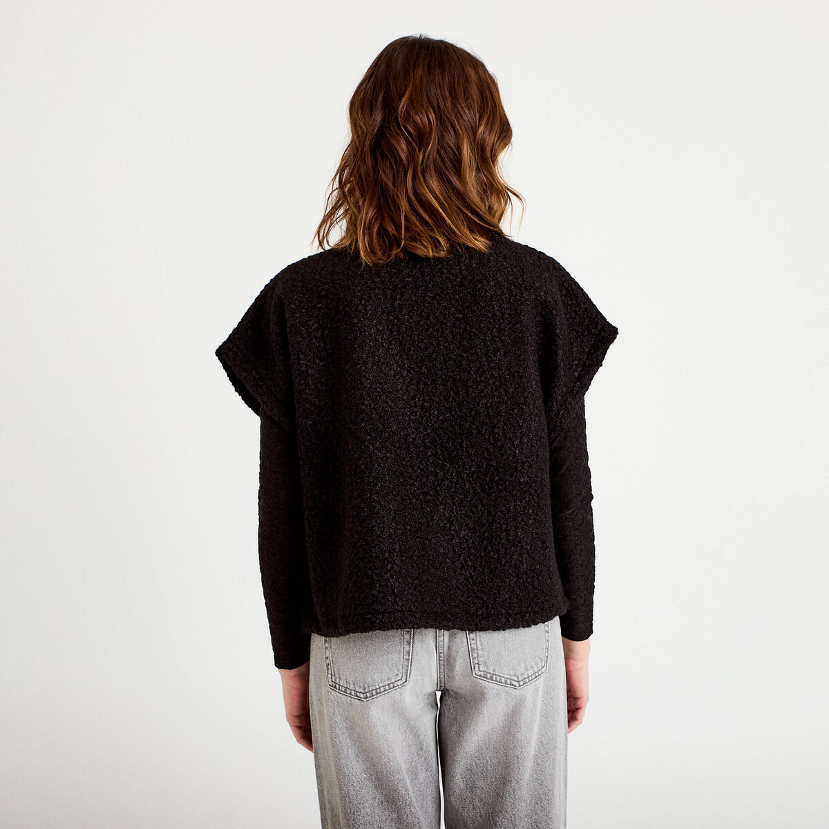 Gilet polaire manches courtes noir femme