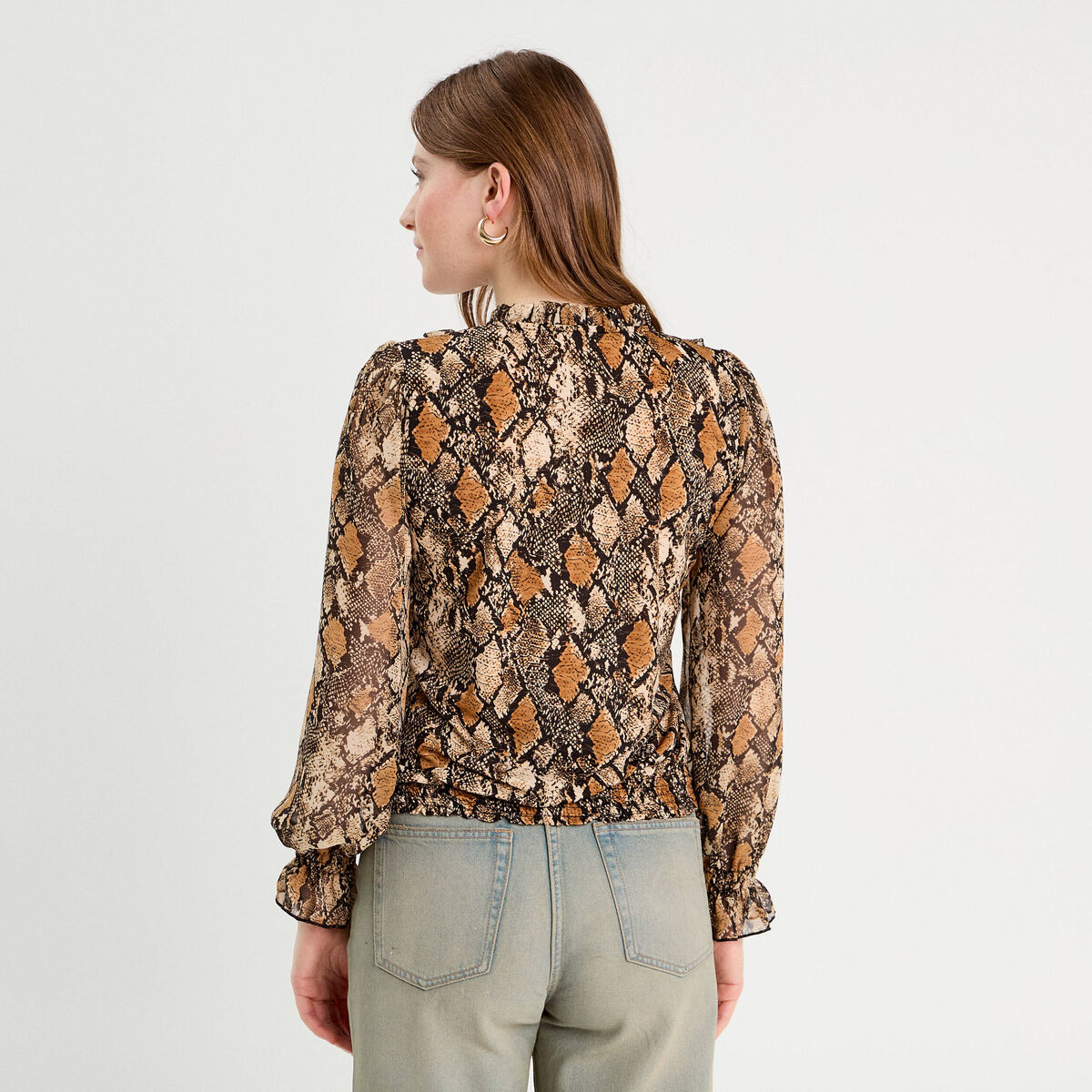 Blouse manches longues beige femme