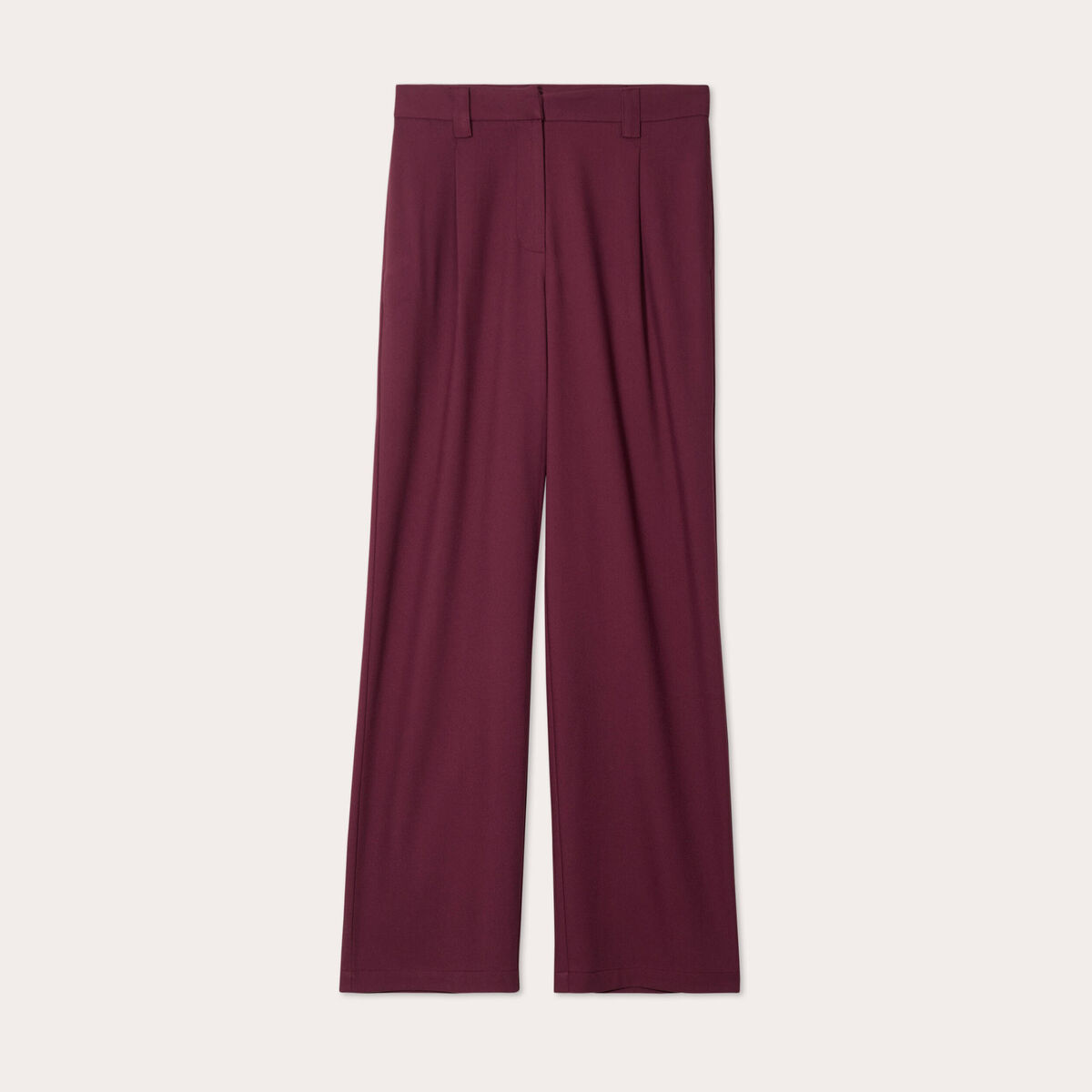 Pantalon large avec pinces prune femme