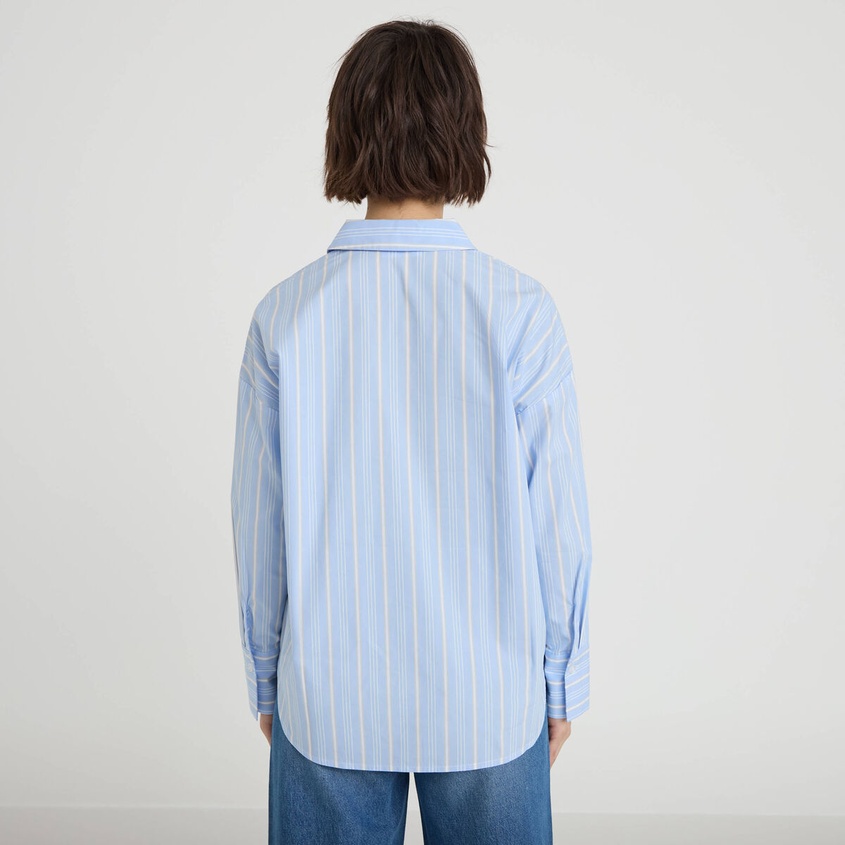 Chemise oversize col classique bleu ciel femme