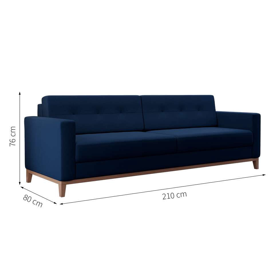 Sofá 3 Lugares Living Linho Cotton Azul Marinho 210 cm em Promoção | Ofertas na Americanas