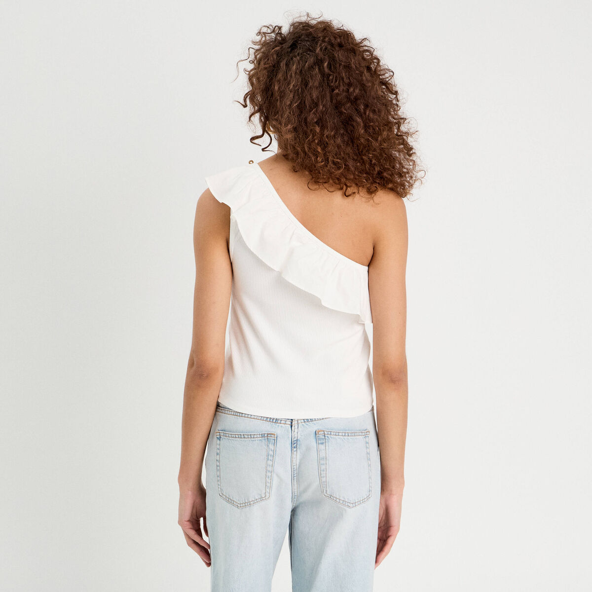 Débardeur asymétrique ecru femme