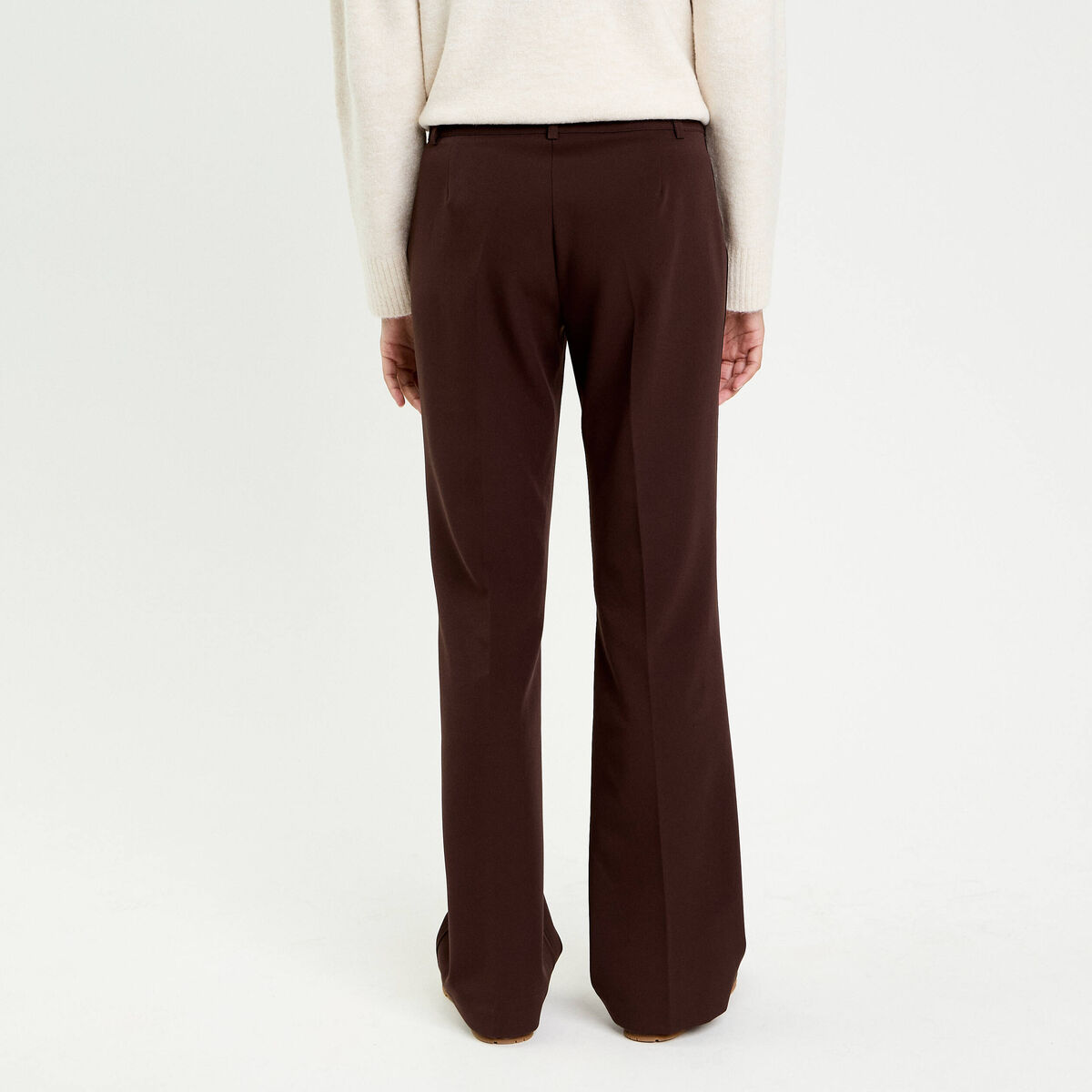 Pantalon flare marron foncé femme