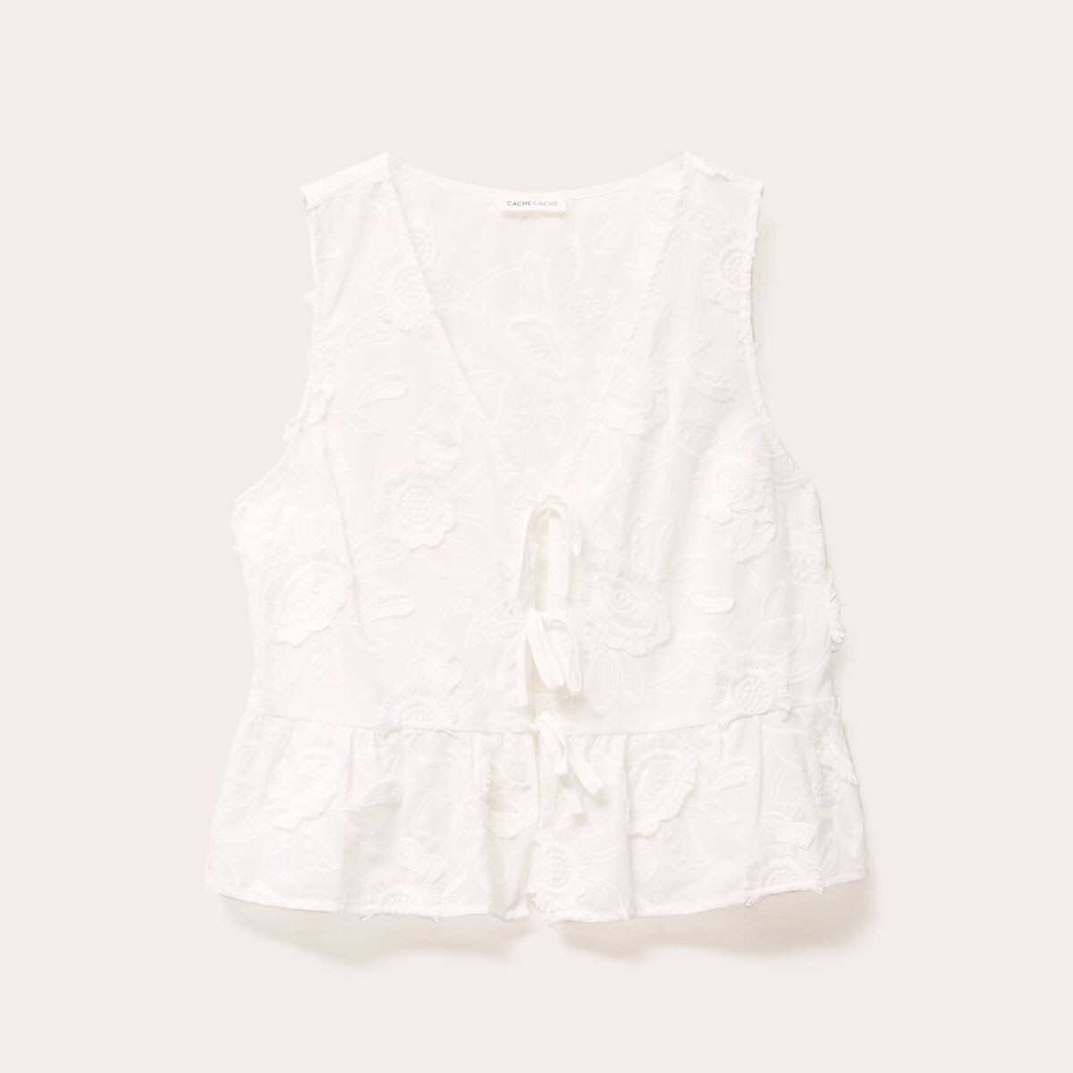 Blouse sans manches nouée blanc femme