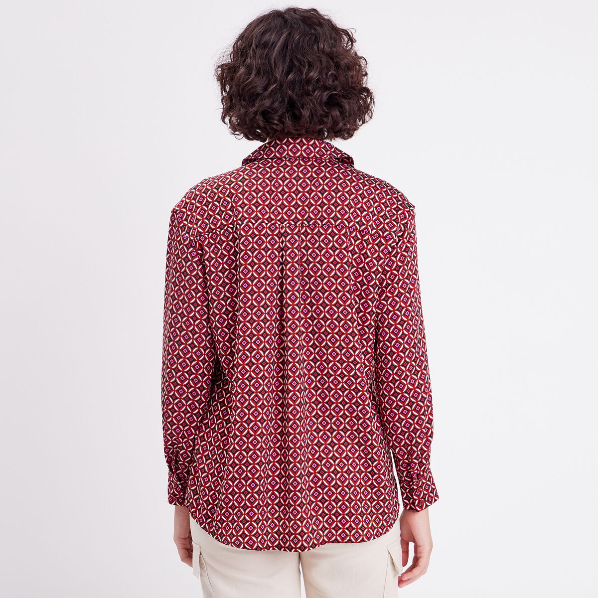 Chemise manches longues satin blanc femme