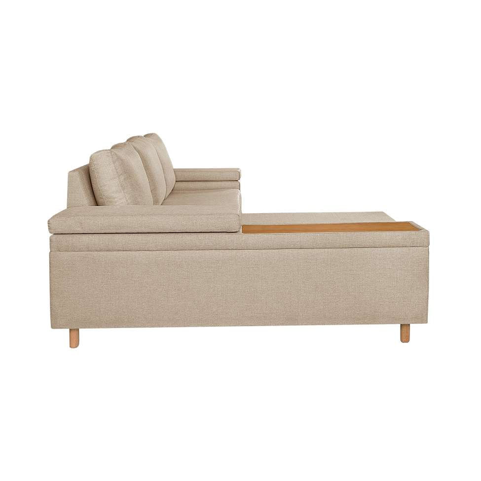 Sofá 4 Lugares Clássico com Chaise Esquerdo Linho Bege em Promoção | Ofertas na Americanas